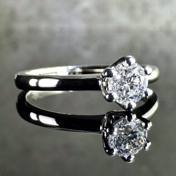 18K White Gold Ring with 0.40 ct Natural Diamond G-I1, ALGT Certified | Elegant Fine Jewelry