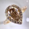 18K Yellow Gold Ring with 1.27 ct Natural Fancy Yellowish Brown VVS2 Diamond & VS Diamonds, ALGT Certified