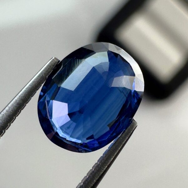 Natural Blue Kyanite gemstone, 1.83 carat, with intense sapphire-like hues and beautiful clarity.