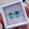 Pair of 1.99 carat blue Paraiba-type apatites, oval cut, vibrant turquoise blue and brilliant appearance.
