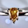 18k white gold pear diamond ring 0.53 ct - Fancy Intense Brownish Yellow-Orange – ALGT Certified | Handmade Luxury